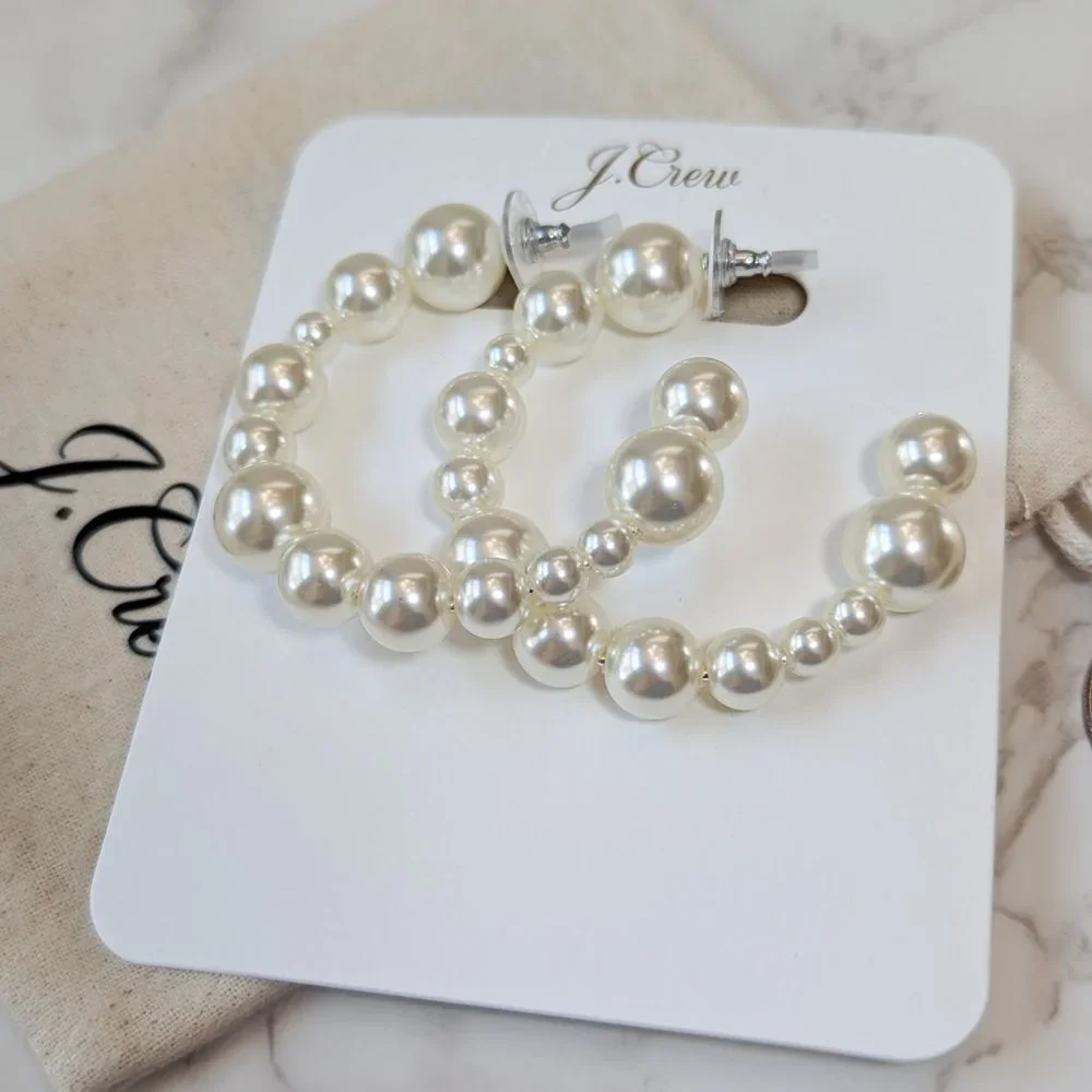 J.Crew Mixed Pearl Hoop Earrings
